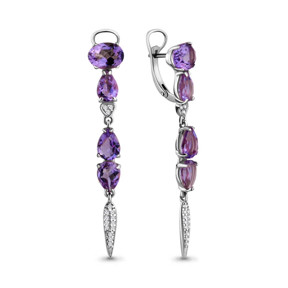

Серьги из серебра с аметистом Aquamarine 4705704А_925_р, 4705704А_925_р