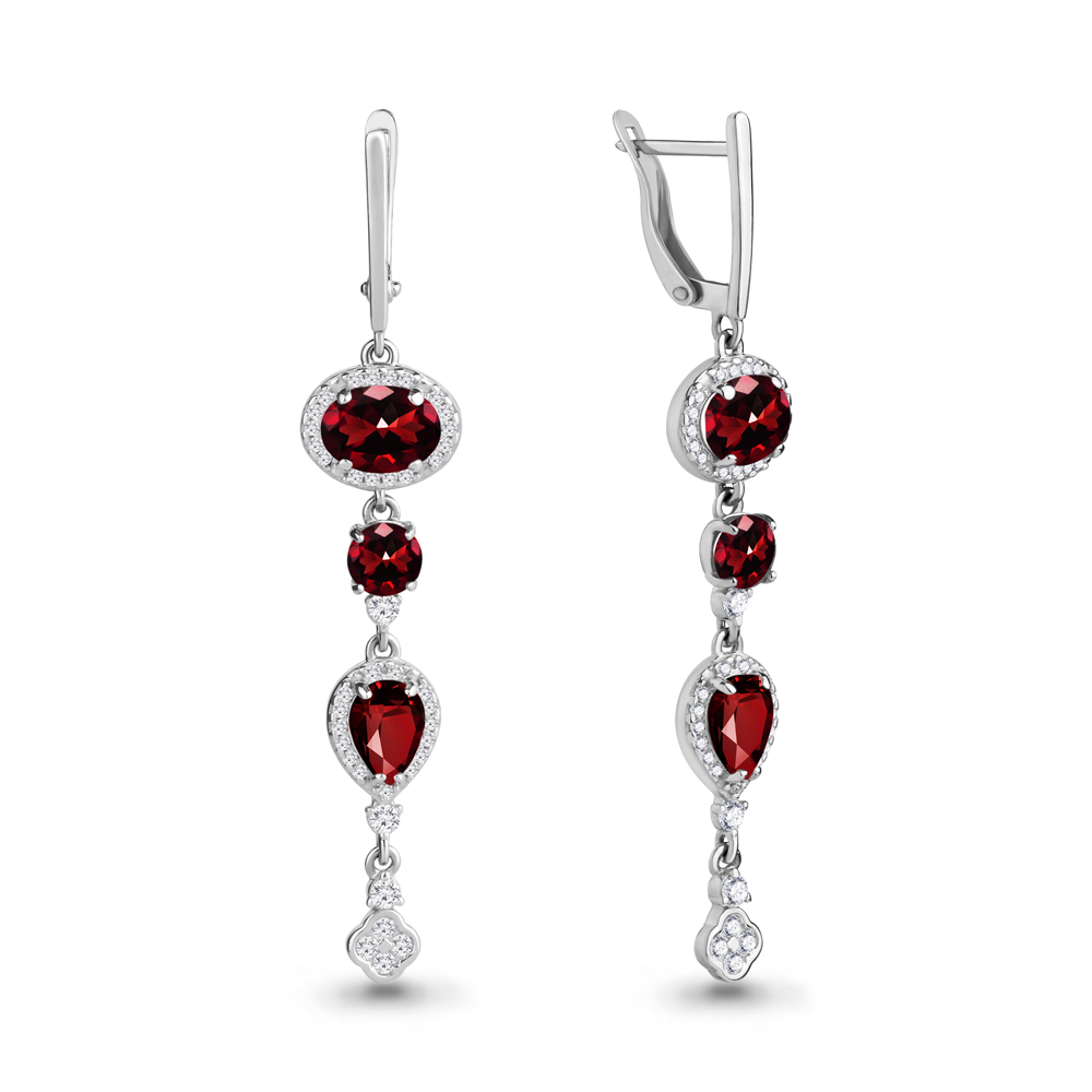 

Серьги из серебра с гранатом Aquamarine 4705803А_925_р, 4705803А_925_р
