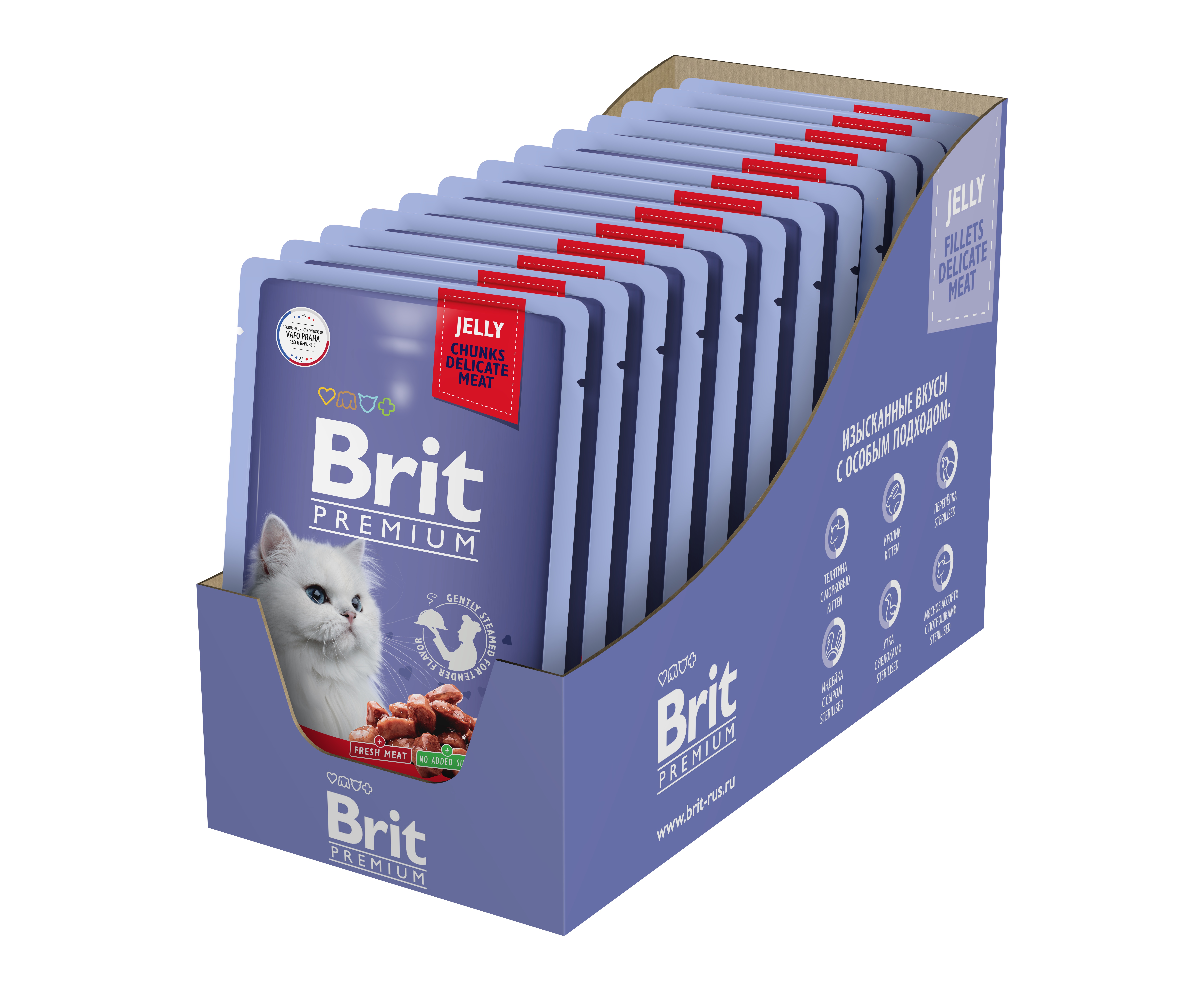 

Влажный корм для кошек Brit Premium, ассорти с потрошками, 14 шт по 85 г