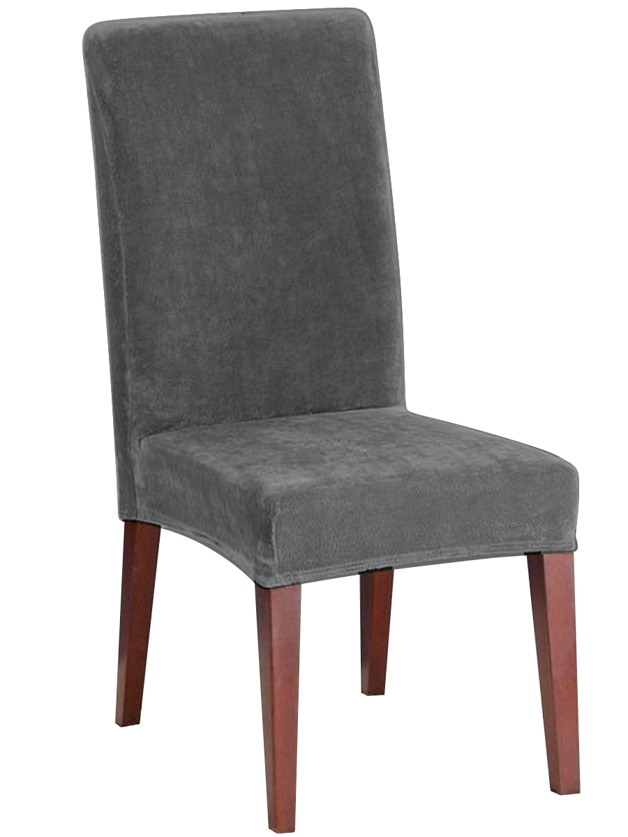 Чехол на стул с высокой спинкой Виктория хоум декор Бруклин Премьер серый, 6 шт