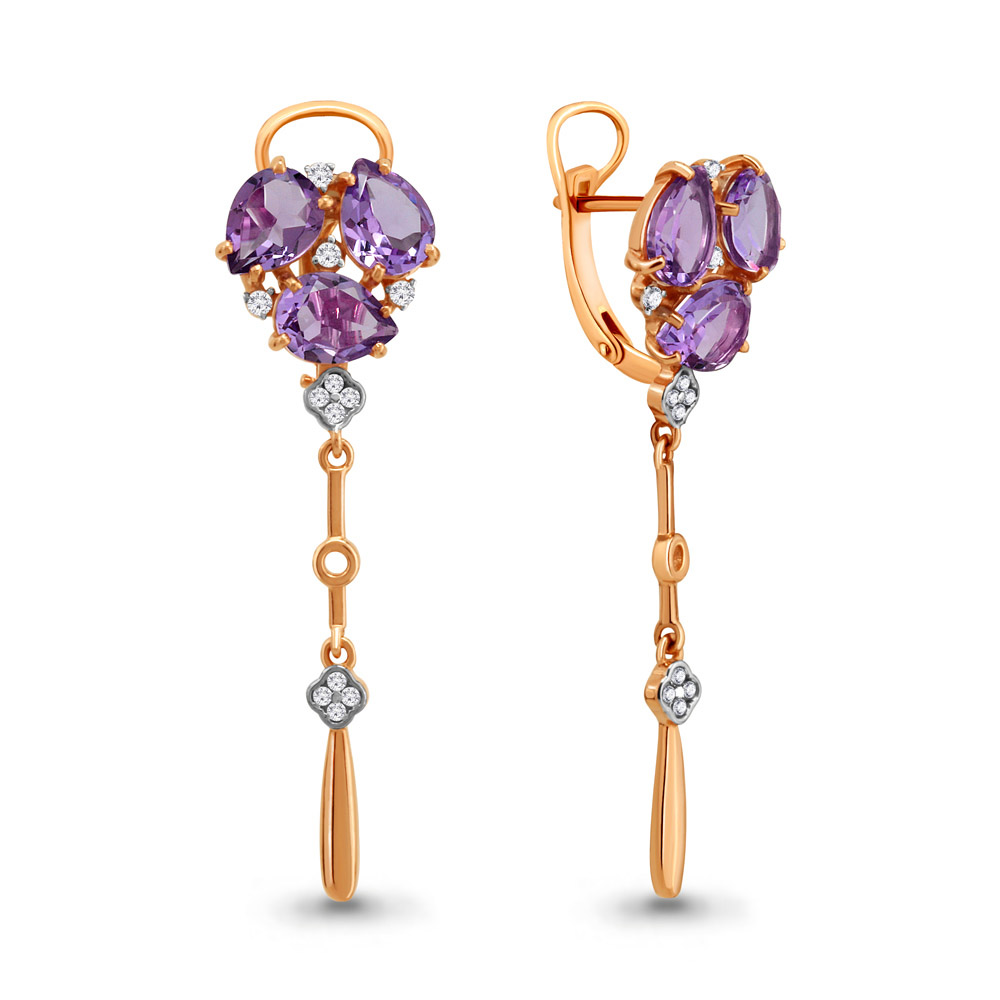 

Серьги из серебра с аметистом Aquamarine 4706304А_925_з, 4706304А_925_з