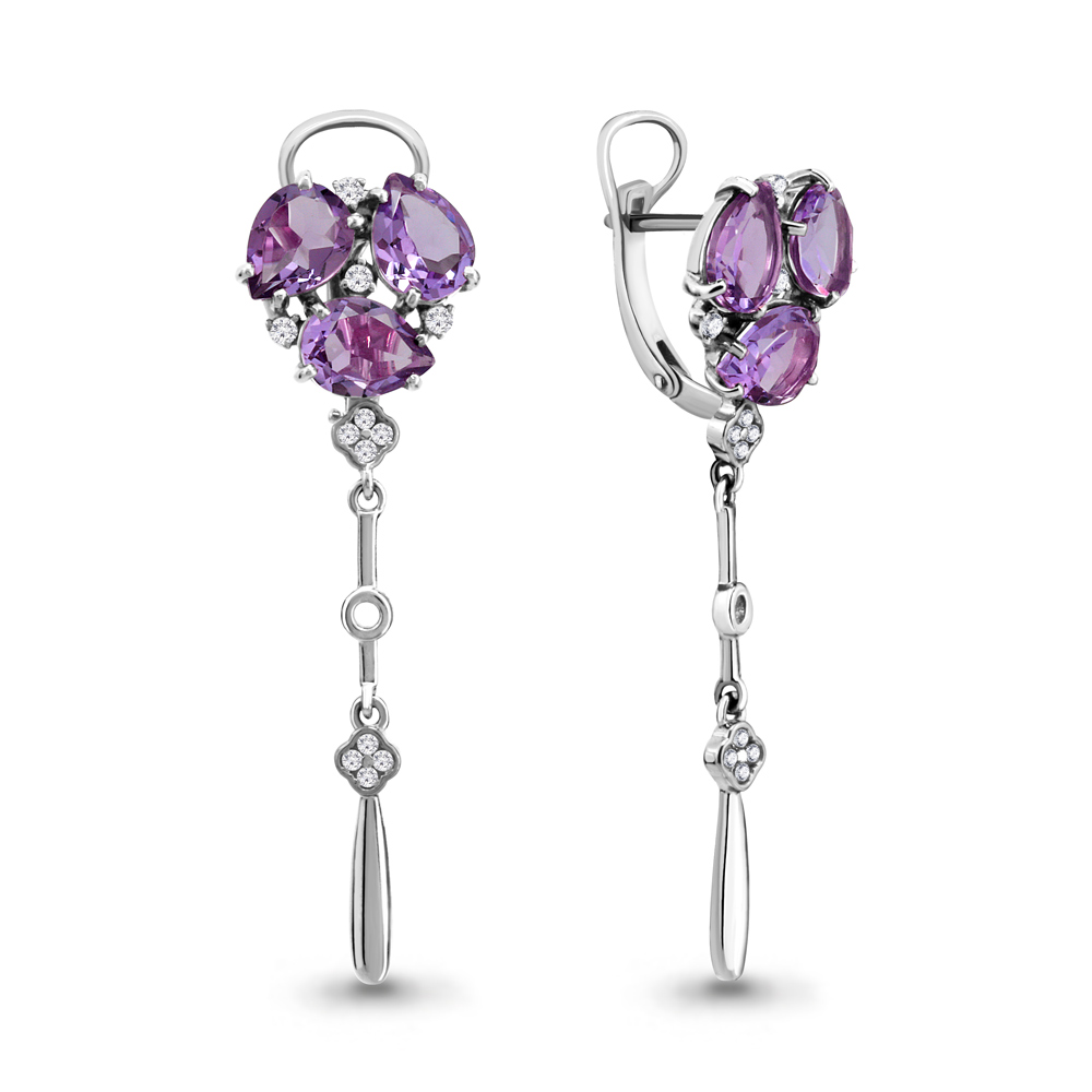 

Серьги из серебра с аметистом Aquamarine 4706304А_925_р, 4706304А_925_р