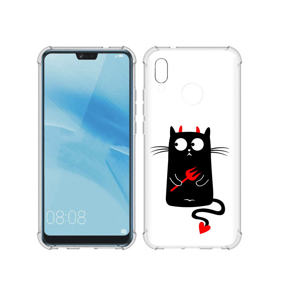 

Чехол MyPads Tocco для Huawei P20 Lite Кот демон (PT130405.51.97), Прозрачный, Tocco