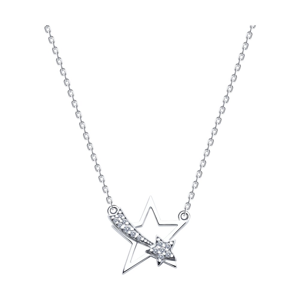 

Колье из серебра 40 см SOKOLOV 94070677, фианит, 94070677