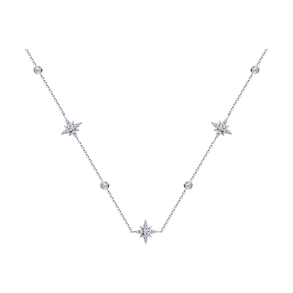 

Ожерелье из серебра 40 см SOKOLOV 94070686, фианит, 94070686