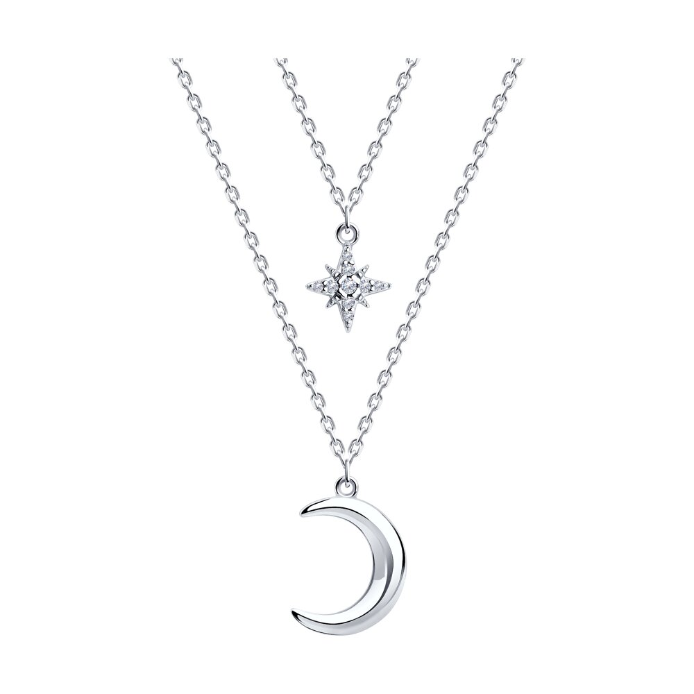 

Колье из серебра 50 см SOKOLOV 94070690, фианит, 94070690