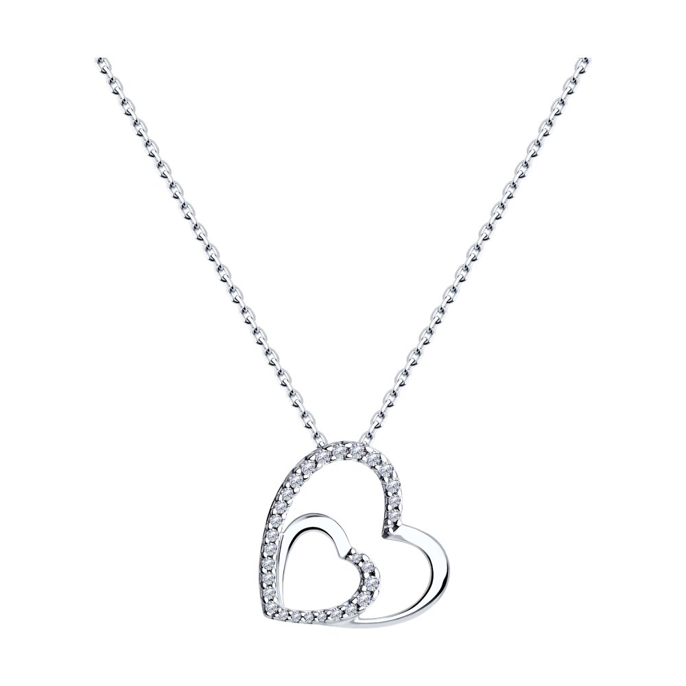 

Колье из серебра 50 см SOKOLOV 94070692, фианит, 94070692