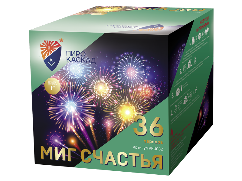 

Салют Пиро-Каскад Миг Счастья PKU032 36 залпов, Батареи салютов