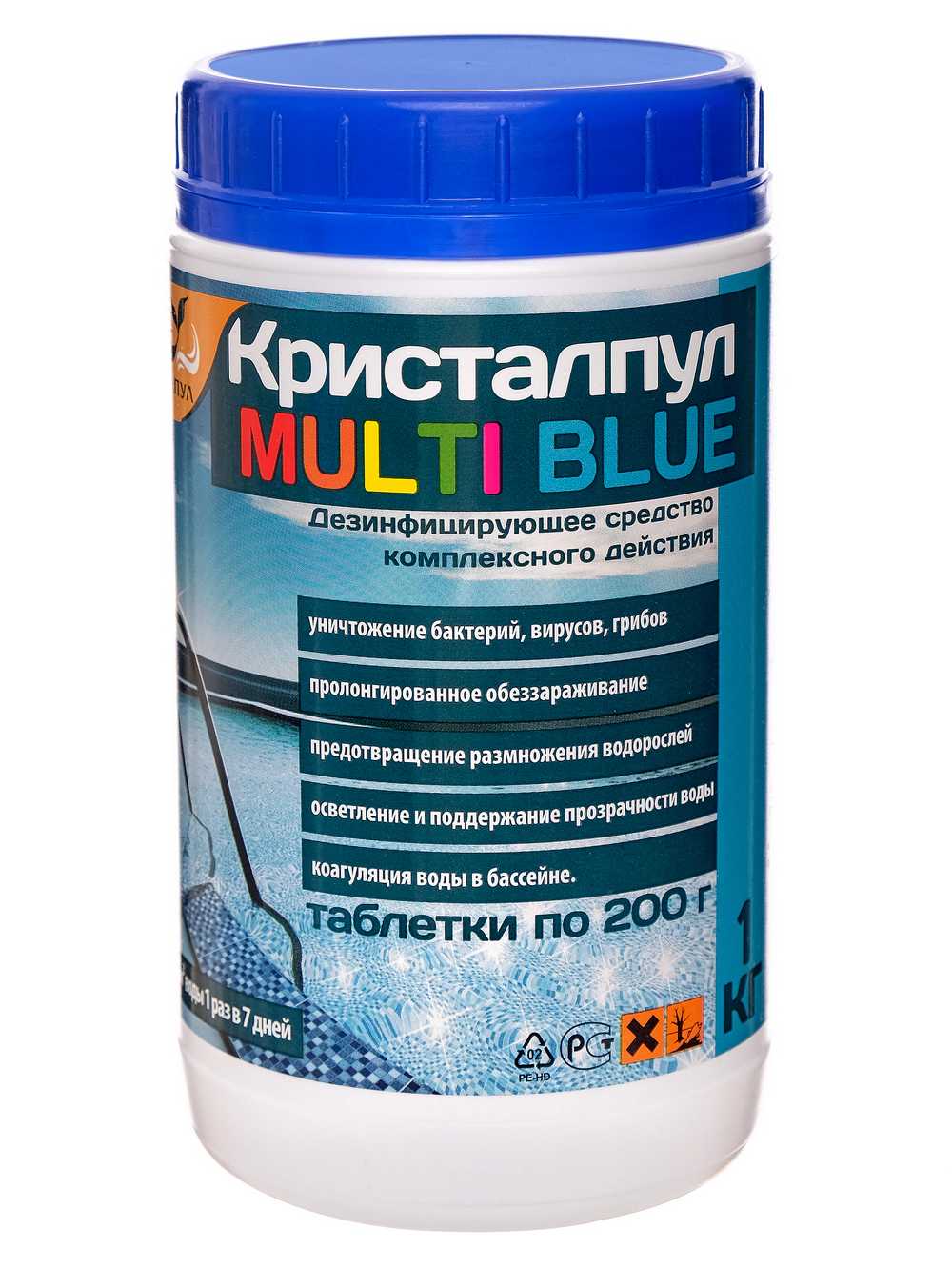 

Дезинфицирующее средство КРИСТАЛПУЛ Multi Blue 1 кг KPMB200S1