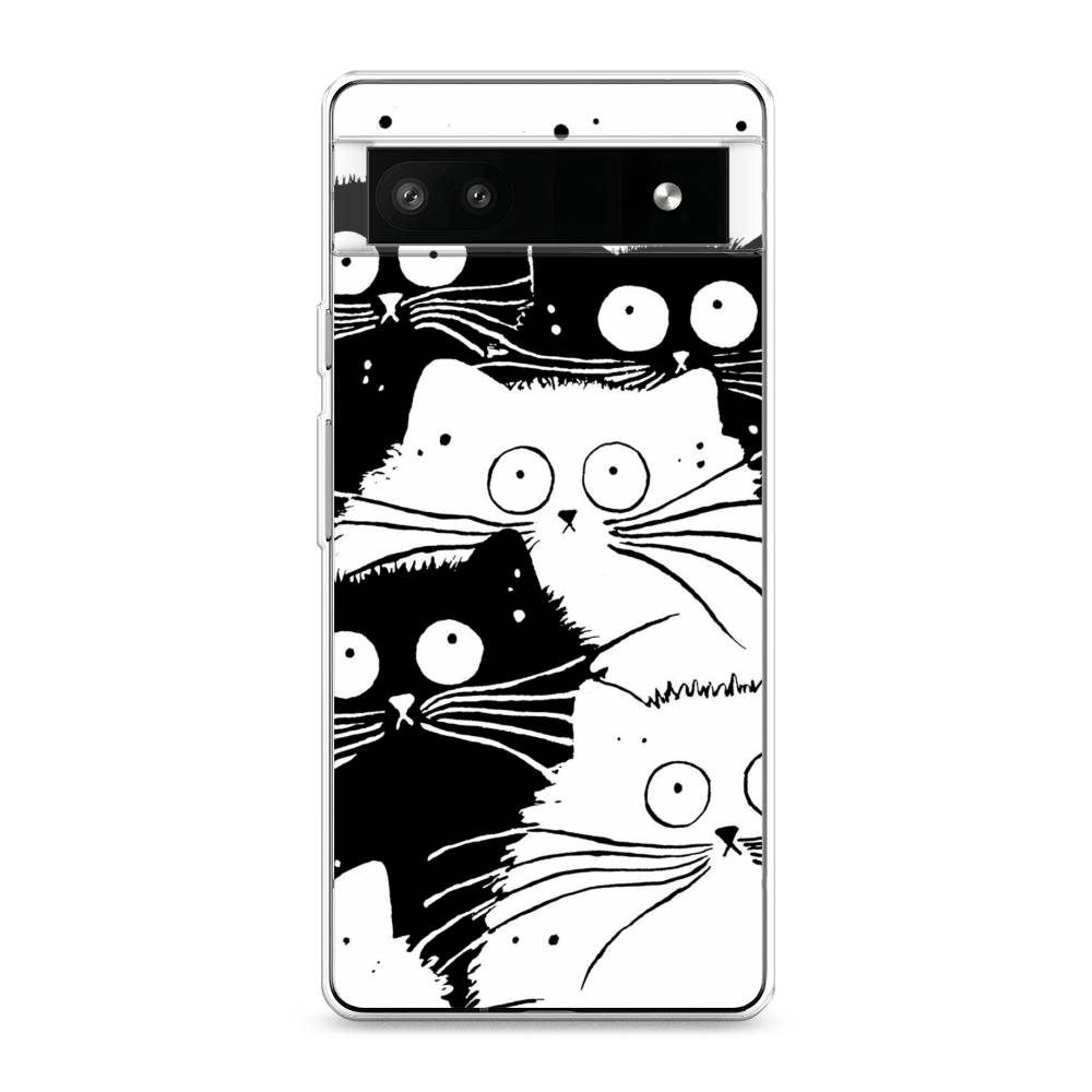 фото Силиконовый чехол "коты черно-белые" на google pixel 6a awog