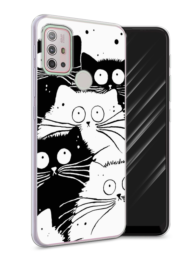 

Чехол Awog на Lenovo K13 Note/Motorola Moto G10/G20/G30 "Коты черно-белые", Разноцветный, 242150-2
