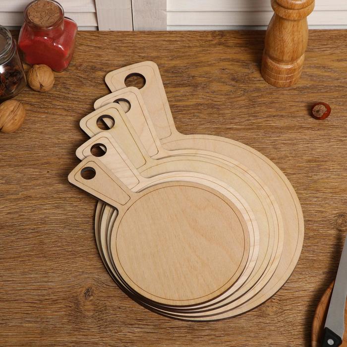 

Набор досок разделочных двухсторонних, круглых, с ручкой, 5 штук, Коричневый, Доски разделочные