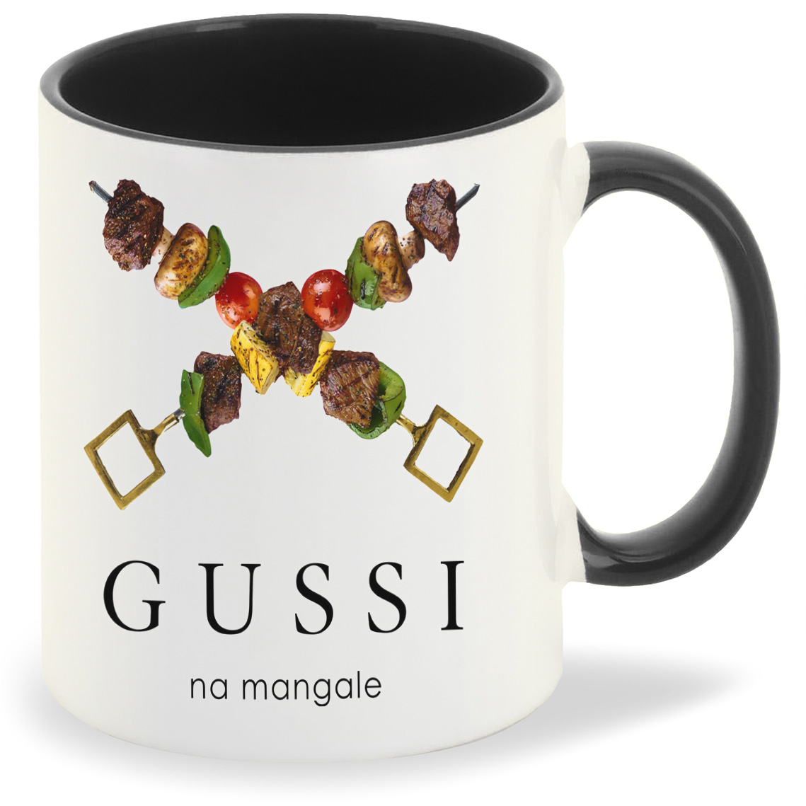 

Кружка черная CoolPodarok Gussi na mangale. Гуси на мангале