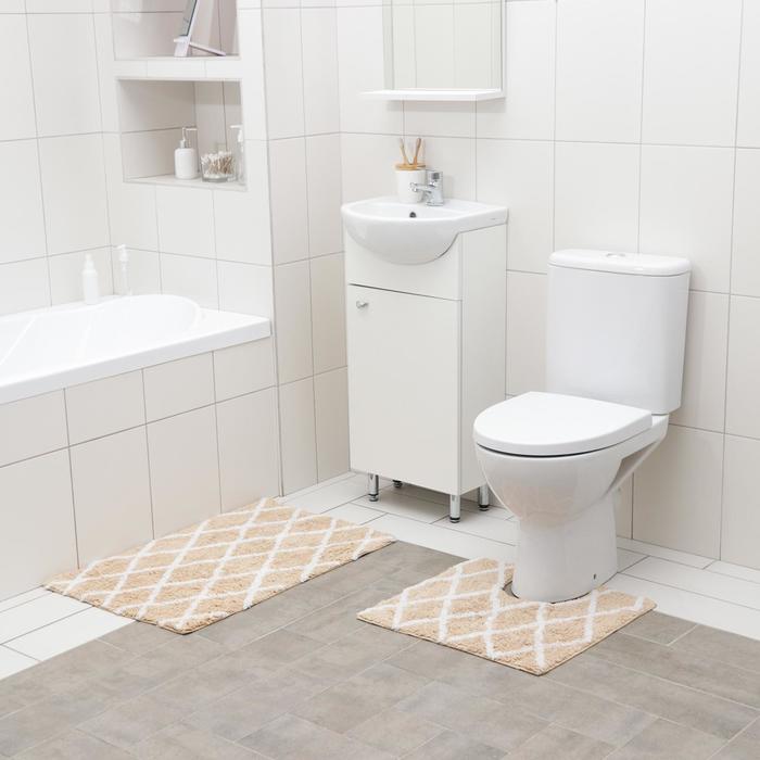 

Набор ковриков для ванны AntiSlip, 2 шт: 50x80 см, 50x50 см, 100% хлопок, цвет бежевый