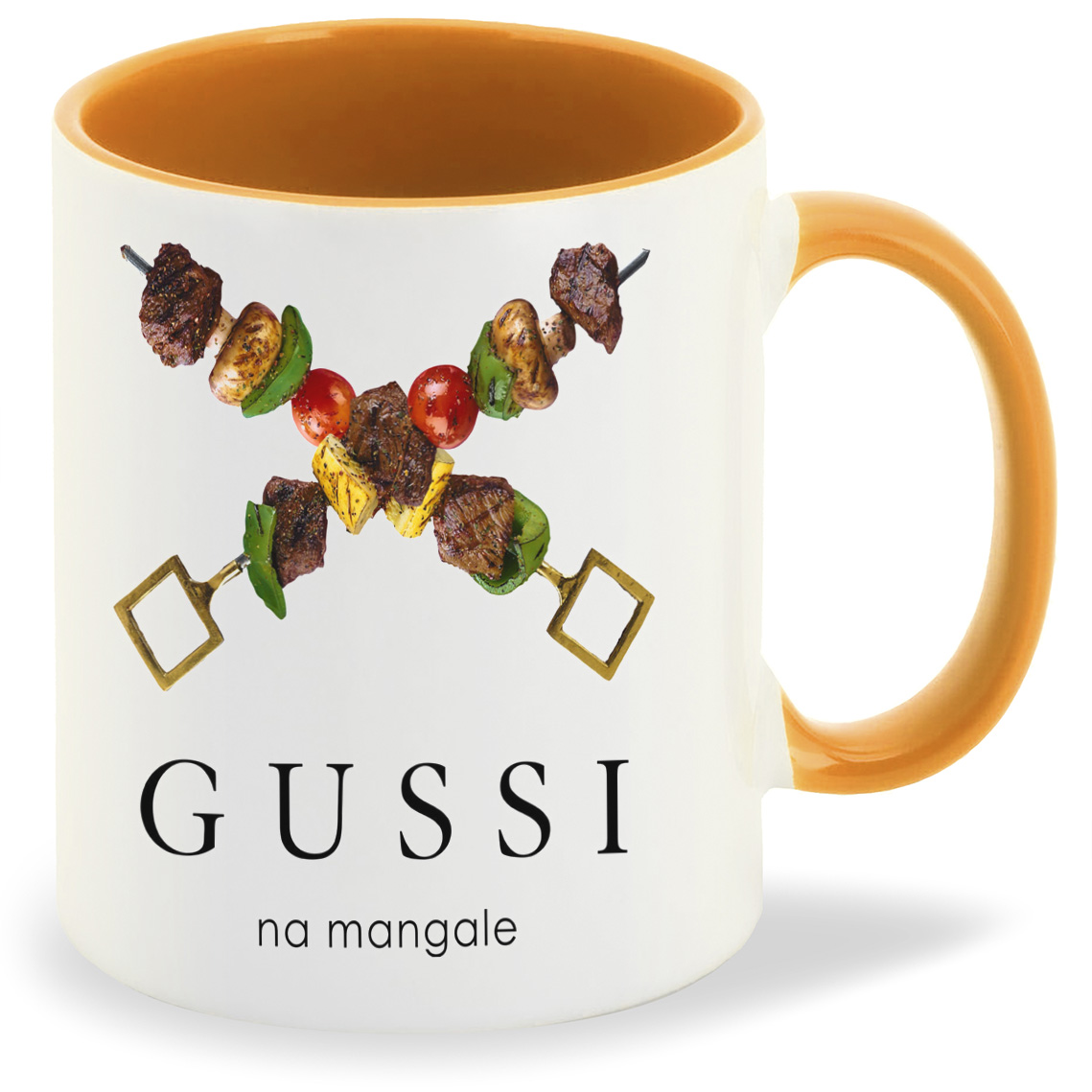 

Кружка оранжевая CoolPodarok Gussi na mangale. Гуси на мангале