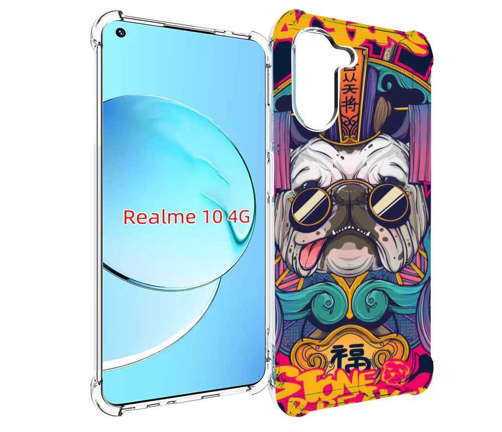 

Чехол MyPads мопс агро яркая для Realme 10, Прозрачный, Tocco
