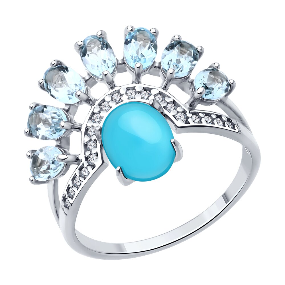 

Кольцо из серебра р.  Diamant 94-310-02681-1, фианит\бирюза\топаз, 94-310-02681-1