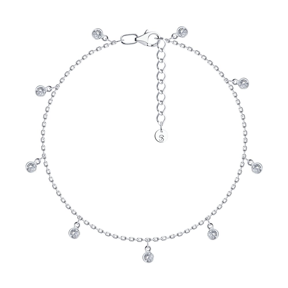 

Браслет из серебра р. 25 SOKOLOV 94051270, фианит, 94051270