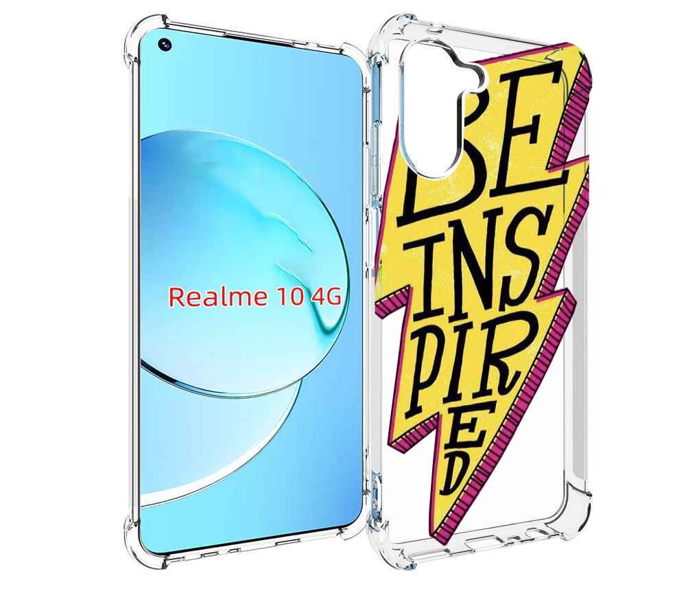 

Чехол MyPads надпись в желтой молнии для Realme 10, Прозрачный, Tocco