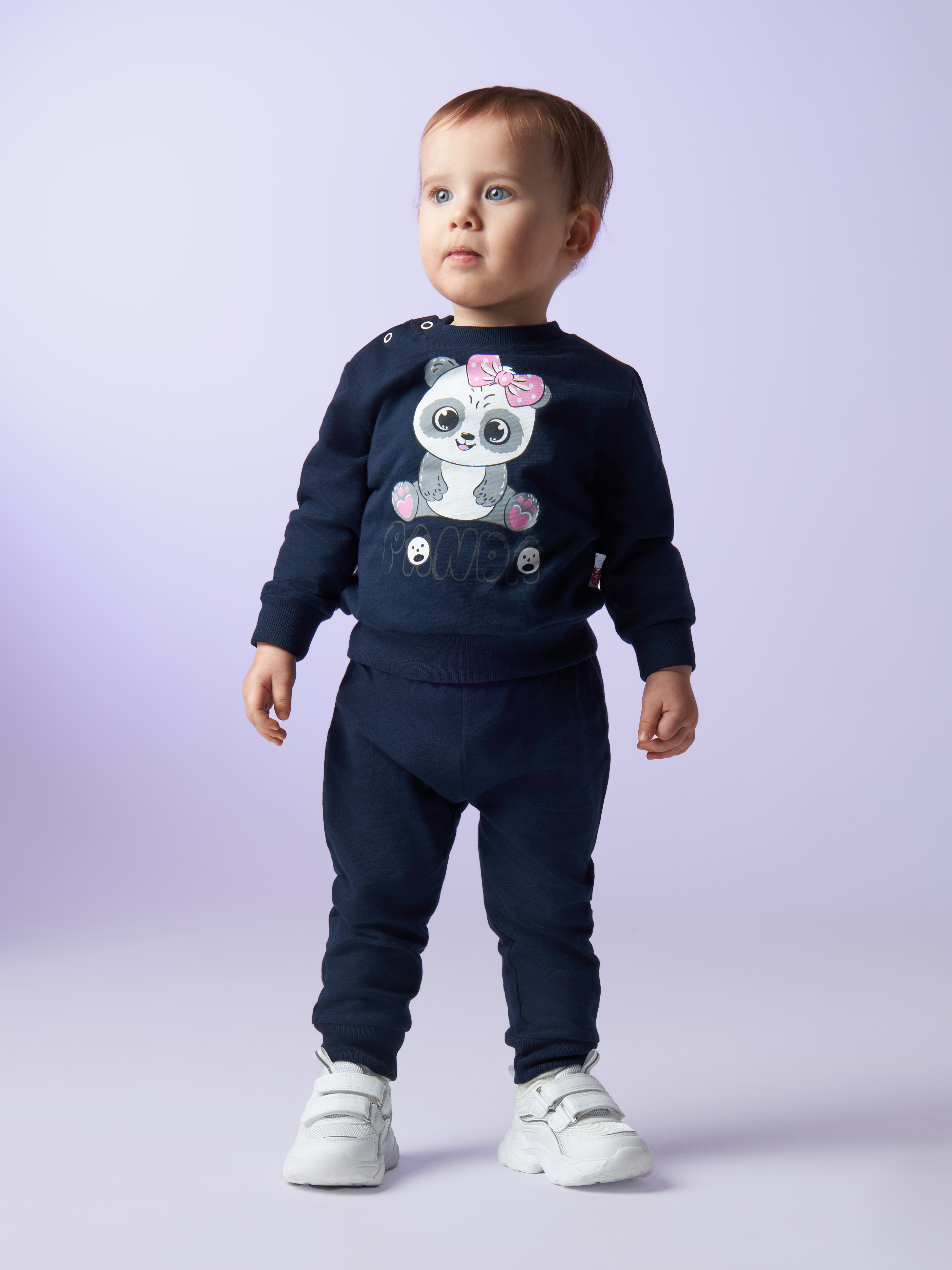 Комплект одежды детский Koganer панда, темно-синий, 86