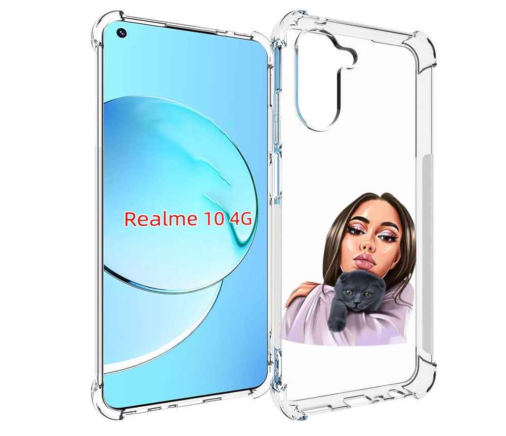 

Чехол MyPads нарисованная-девушка-с-котом женский для Realme 10, Прозрачный, Tocco