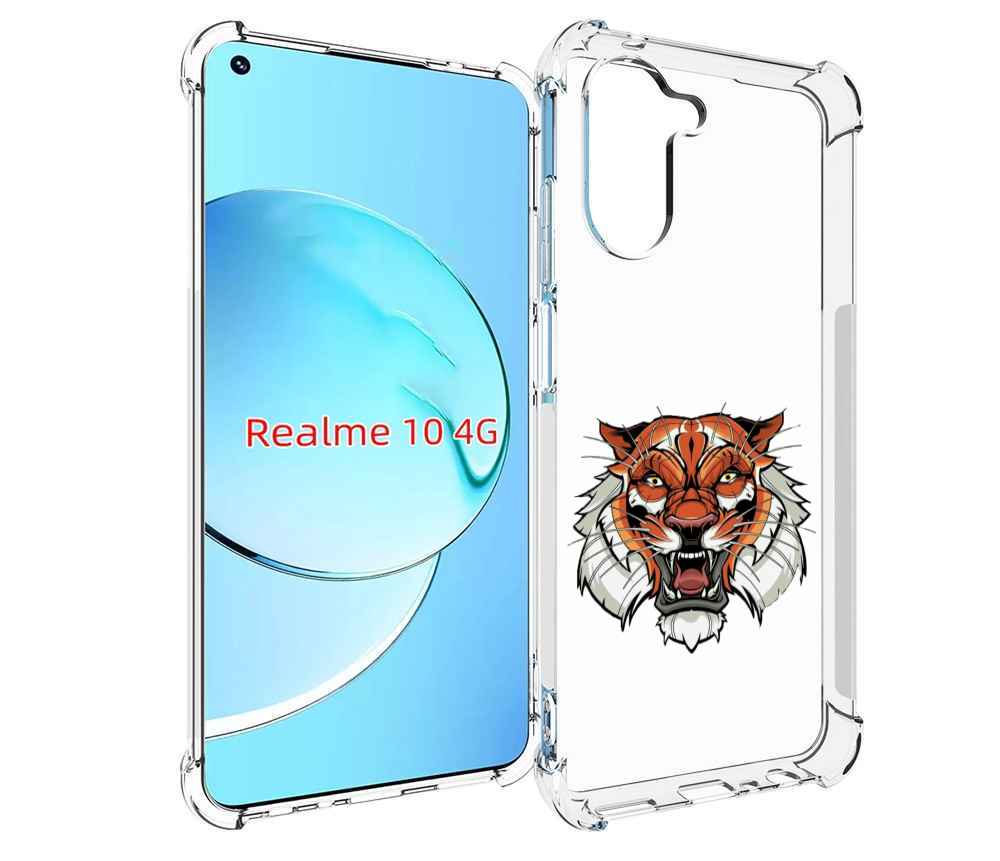 

Чехол MyPads оранжевый седой тигр для Realme 10, Прозрачный, Tocco