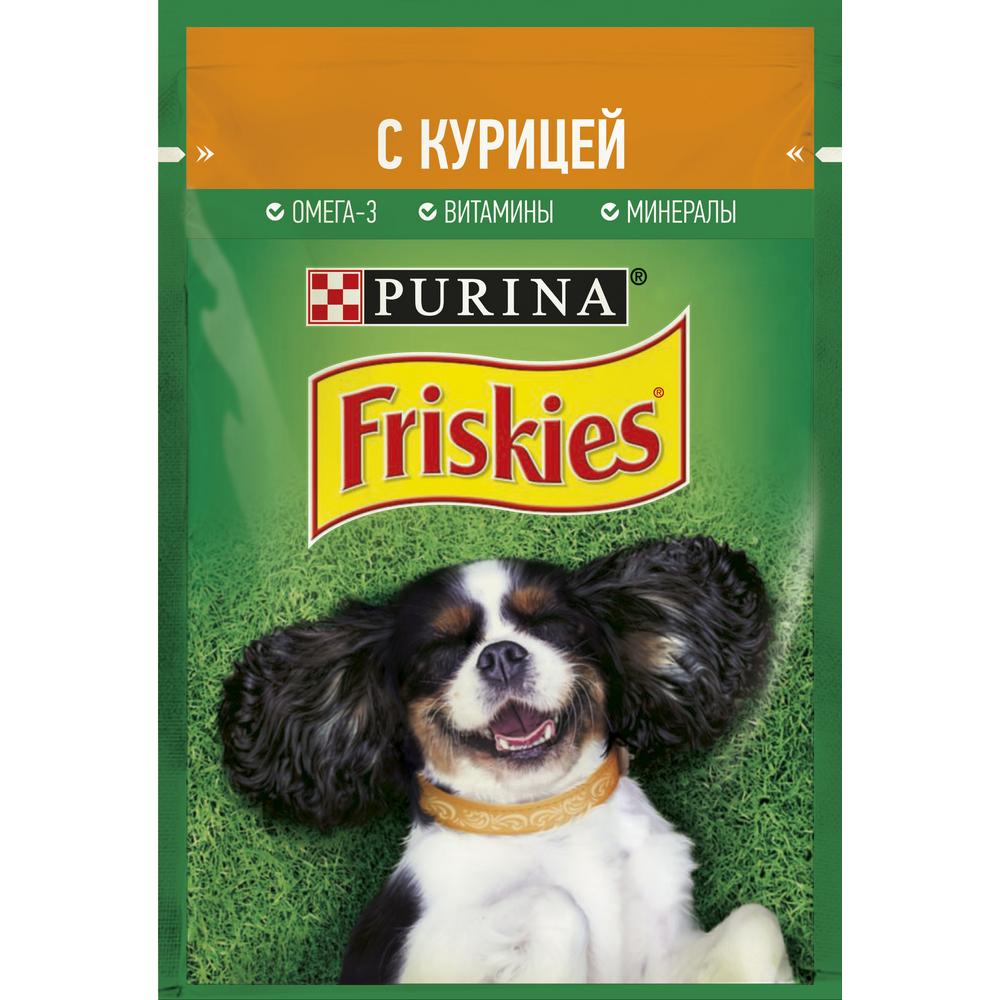 фото Влажный корм friskies для взрослых собак, кусочки с курицей в подливе, 85 г