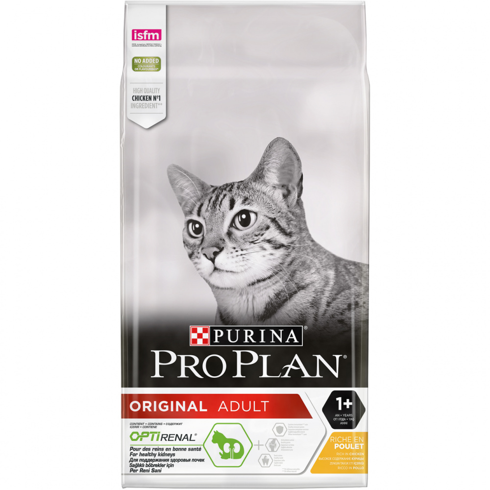 фото Сухой корм для кошек pro plan original optirenal, курица, 10кг