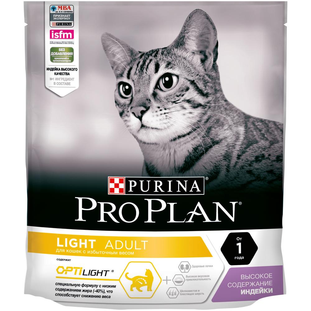 фото Сухой корм для кошек pro plan light, с избыточным весом, индейка, 0,4кг