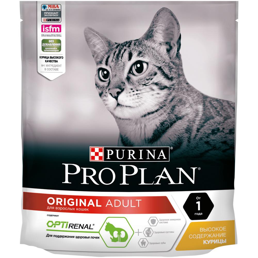 фото Сухой корм для кошек pro plan original optirenal, курица, 0,4кг