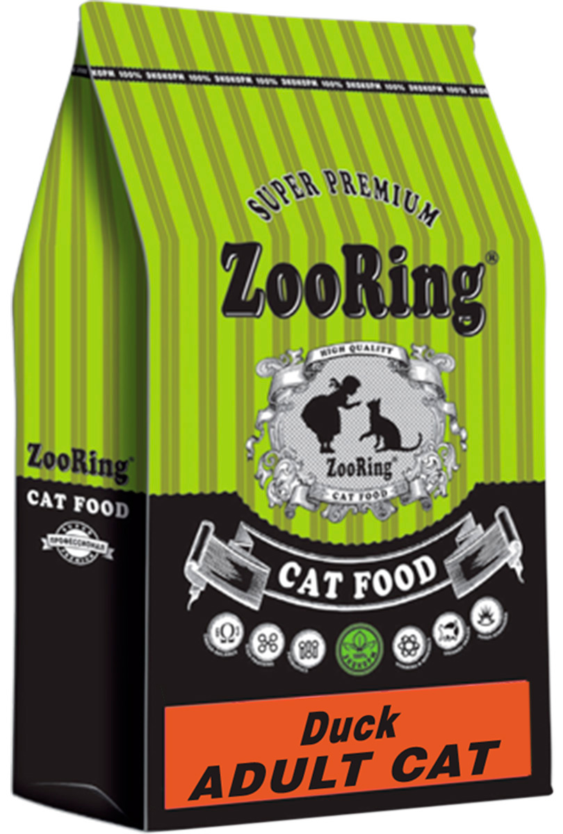 Сухой корм для кошек ZooRing Adult Cat утка, 0,35 кг