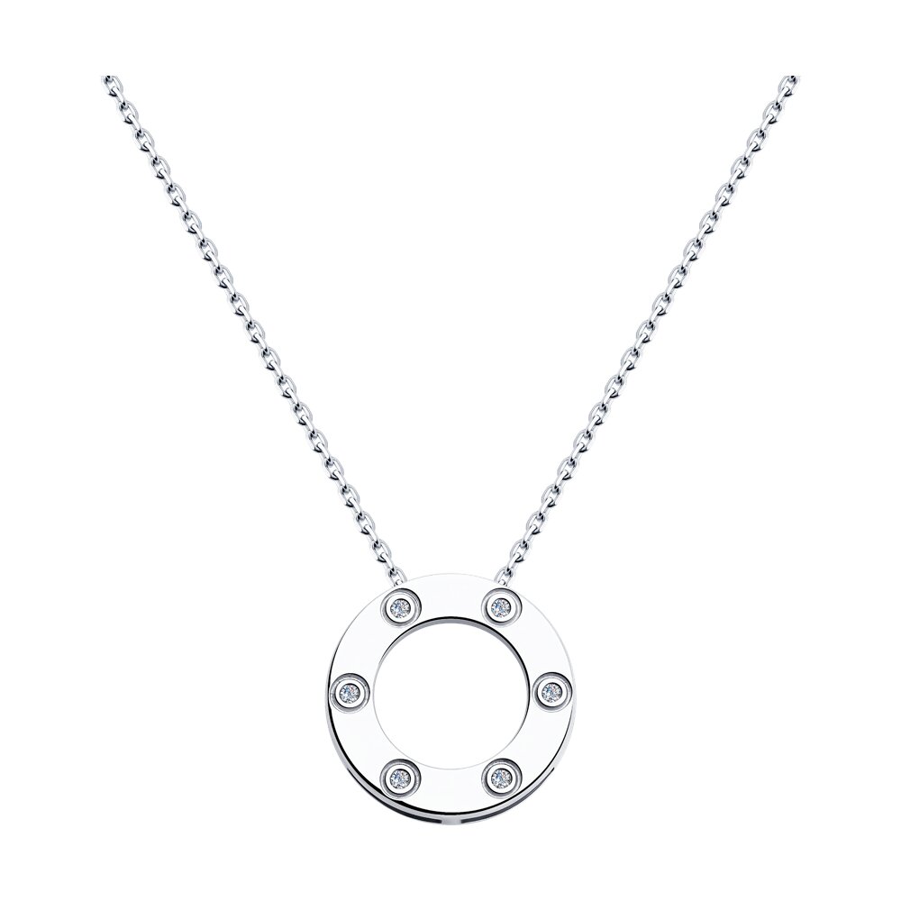 

Колье из серебра 50 см SOKOLOV 94070704, фианит, 94070704