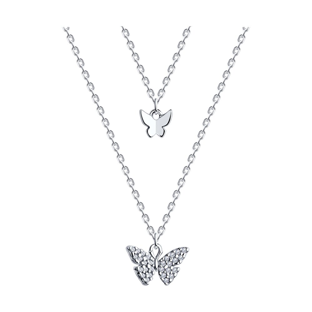 

Колье из серебра 50 см SOKOLOV 94070705, фианит, 94070705
