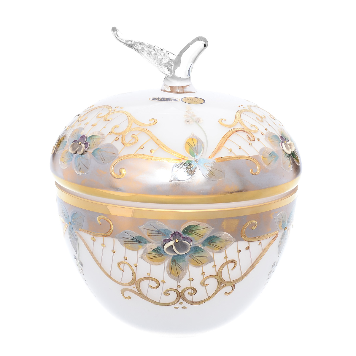 

Конфетница с крышкой Star Crystal Лепка белая 15,5см