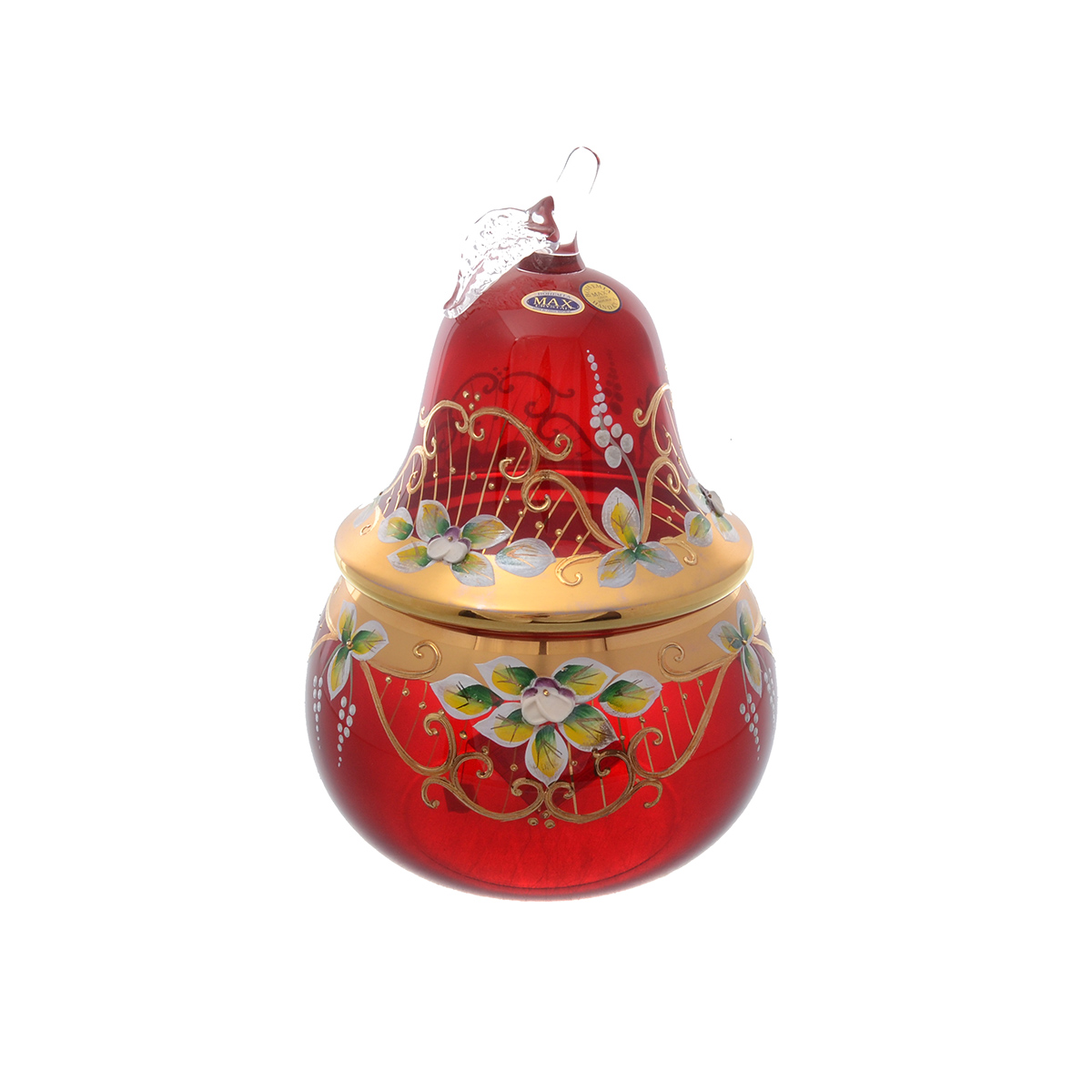 

Конфетница с крышкой Star Crystal Лепка красная 20,5см