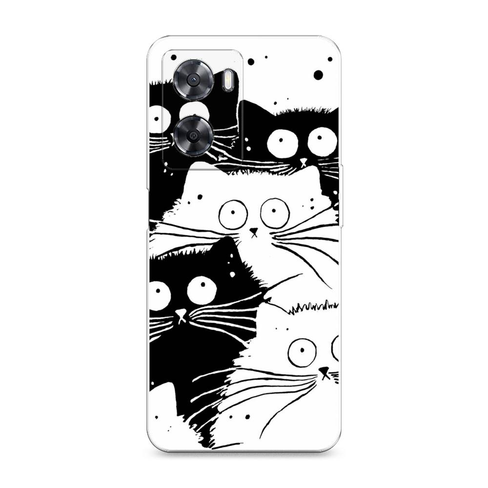 фото Силиконовый чехол "коты черно-белые" на oppo a57 4g awog