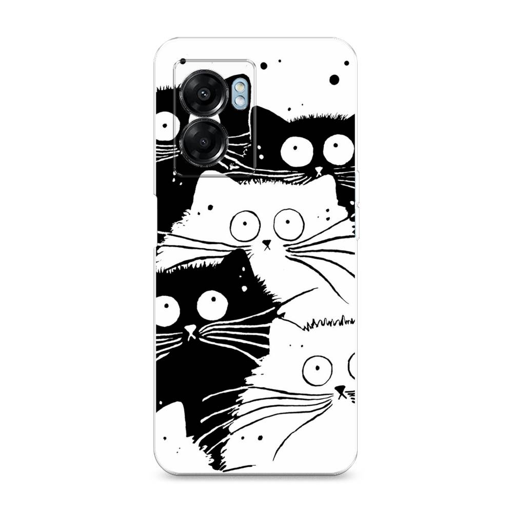 фото Силиконовый чехол "коты черно-белые" на oppo a57 5g awog
