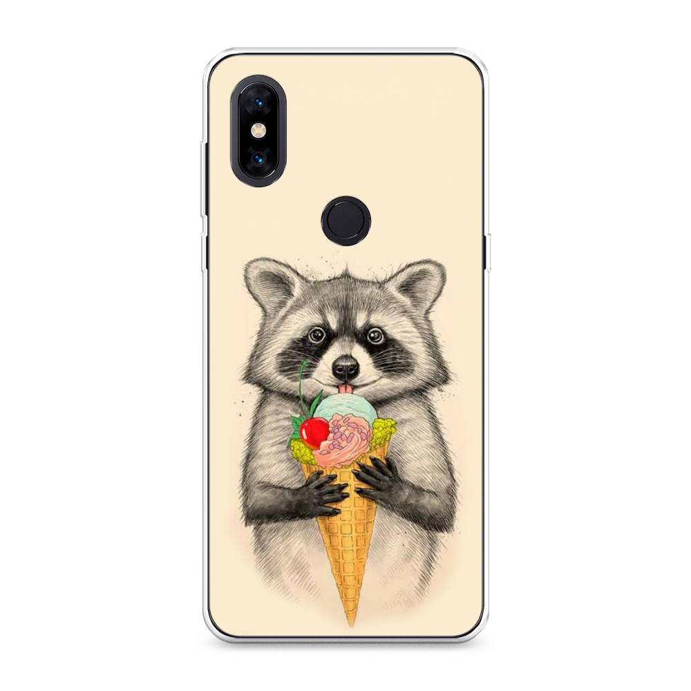 

Чехол Awog на Xiaomi Mi Mix 3 "Енот с мороженым", Разноцветный, 34950-10