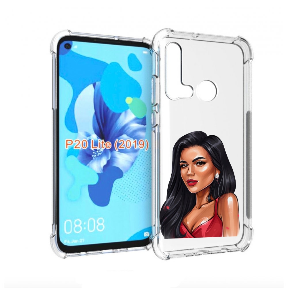 

Чехол бампер MyPads Брюнетка-в-красном-платье для Huawei P20 Lit, Прозрачный, Tocco