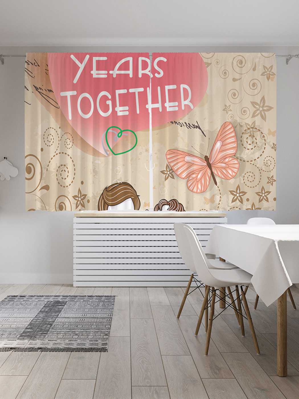фото Классические шторы joyarty "6 лет вместе", серия oxford delux, 2 полотна 145x180 см
