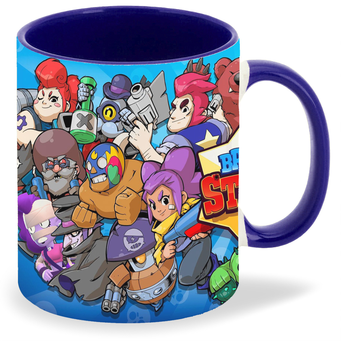 

Кружка синяя CoolPodarok Brawl Stars все герои Браво старс