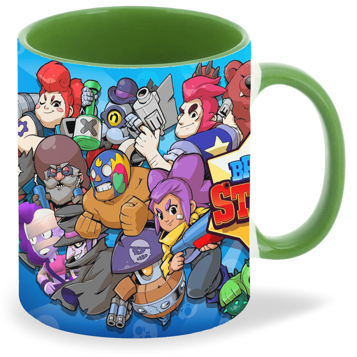 

Кружка зеленая CoolPodarok Brawl Stars все герои Браво старс