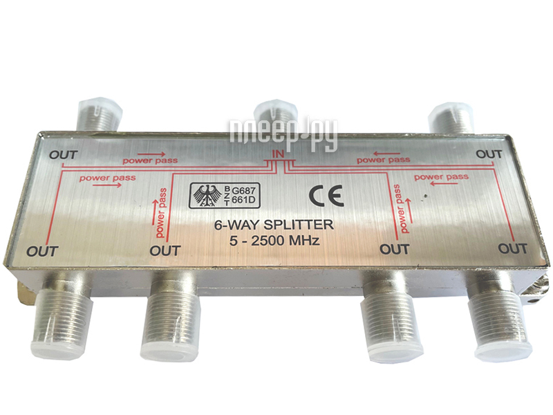 

Сплиттер Ripo на 6 направления под F-разъемы 5-2500MHz 005-400134