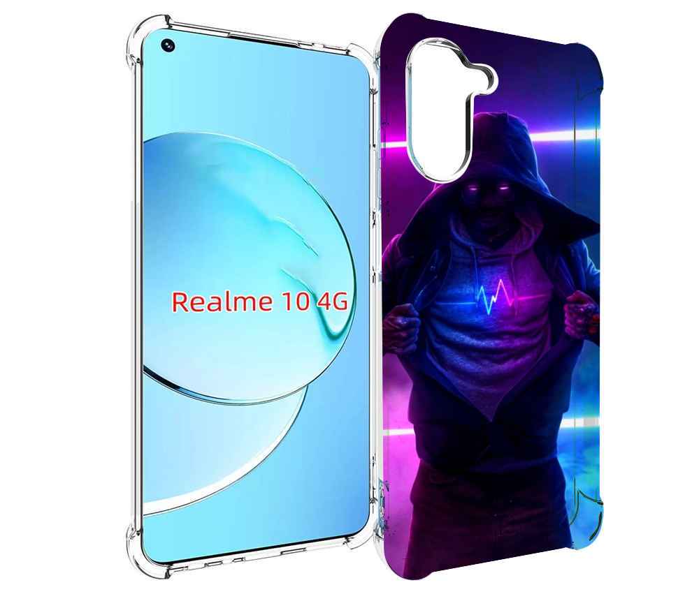 

Чехол MyPads парень в капюшоне неоновый для Realme 10, Прозрачный, Tocco