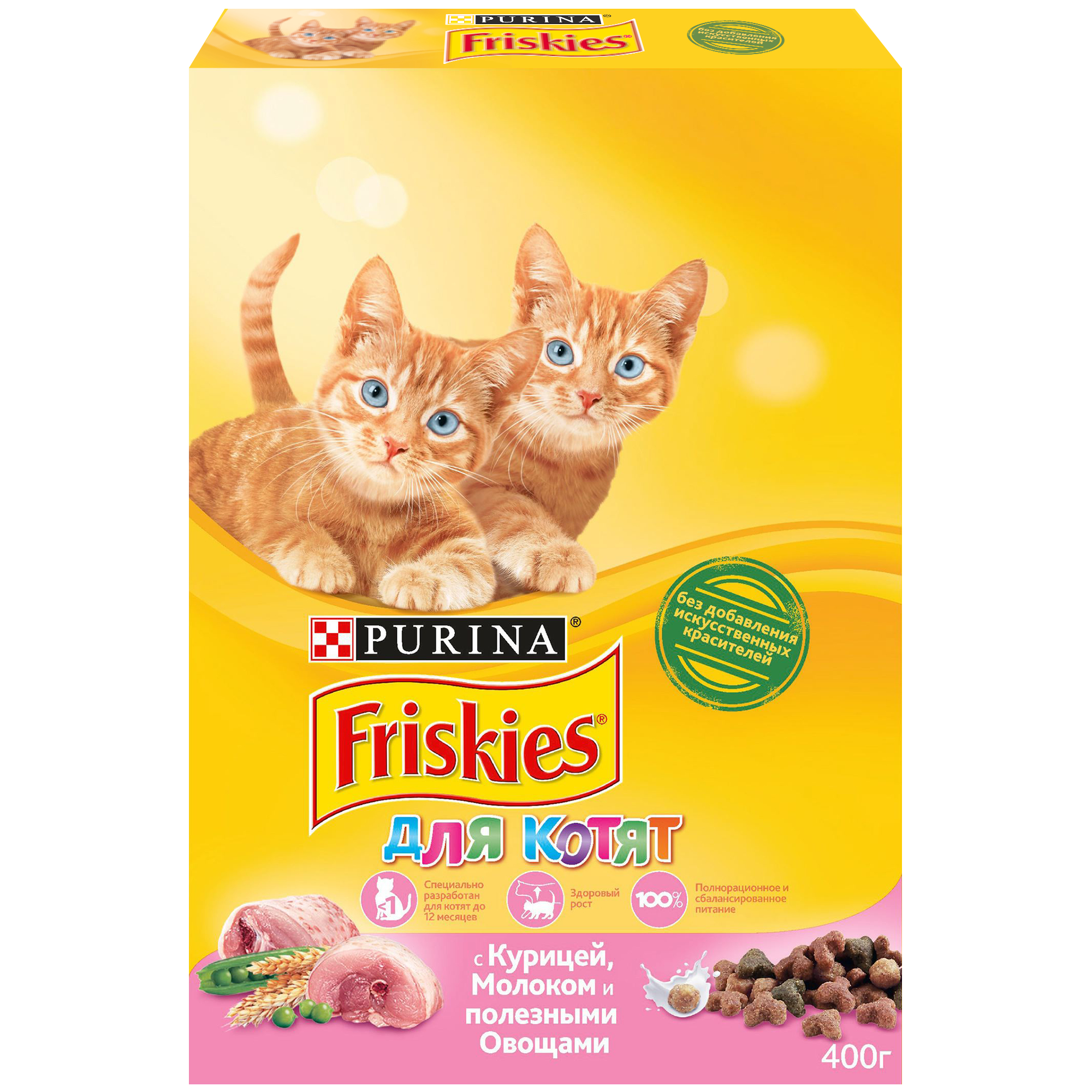 фото Сухой корм для котят friskies, с курицей, молоком и полезными овощами, 0,4кг