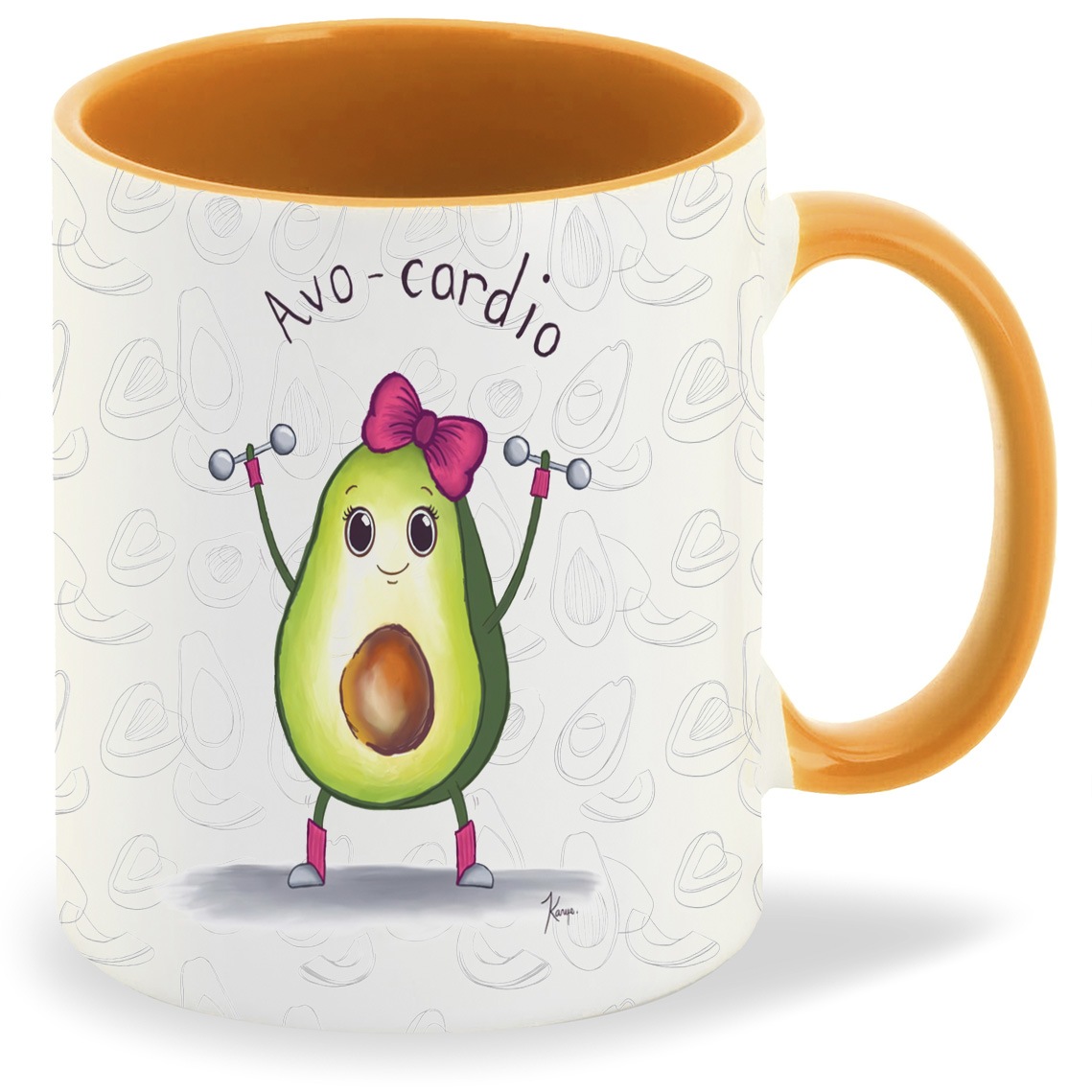 

Кружка оранжевая CoolPodarok Авокадо Avo cardio