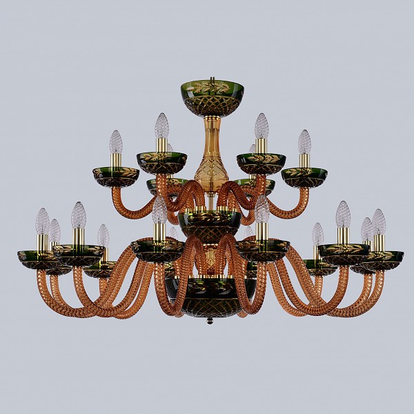 фото Подвесная люстра ivele crystal 1308/12+6/360/2d g am/amber-green/h-1j bohemia ivele crystal