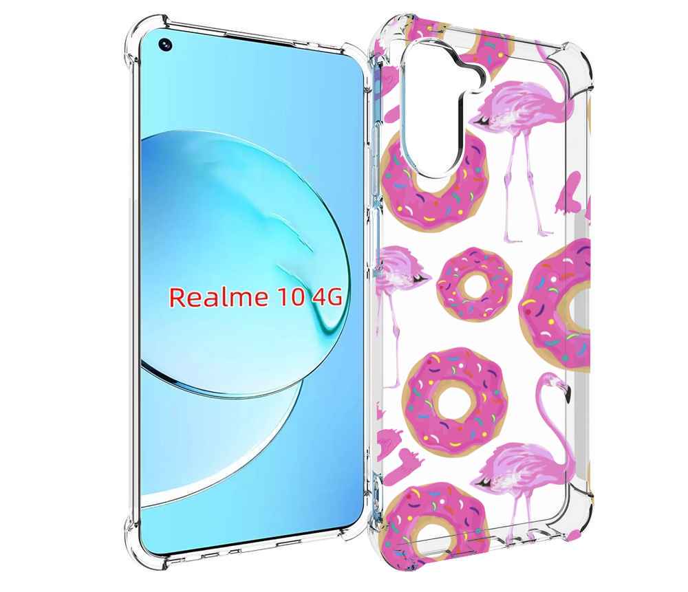 

Чехол MyPads пончики-фламинго для Realme 10, Прозрачный, Tocco