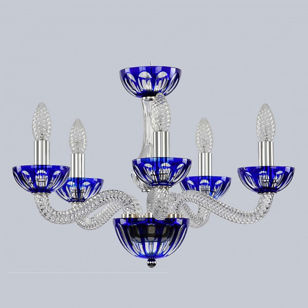 фото Подвесная люстра ivele crystal 1309/5/165 ni cl/clear-blue/h-1h bohemia ivele crystal