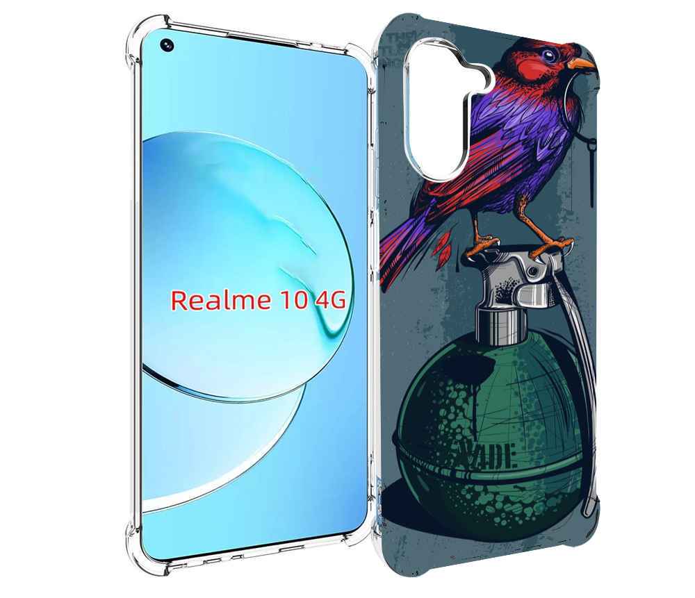 

Чехол MyPads птица с гранатой для Realme 10, Прозрачный, Tocco
